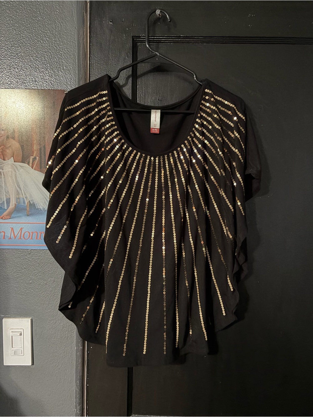 No Boundaries Gold-Sequin Black Top